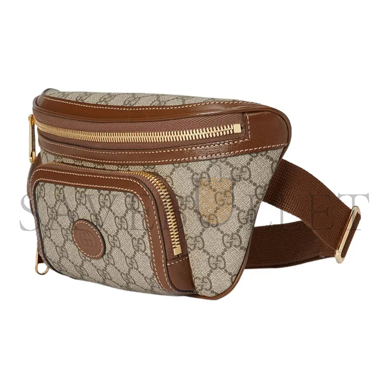 GUCCI GG LARGE CANVAS WITH LEATHER TRIM FANNY 733240 (22*15*4cm)